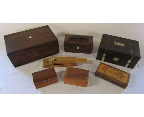 Assorted wooden boxes inc tea caddy (some af)