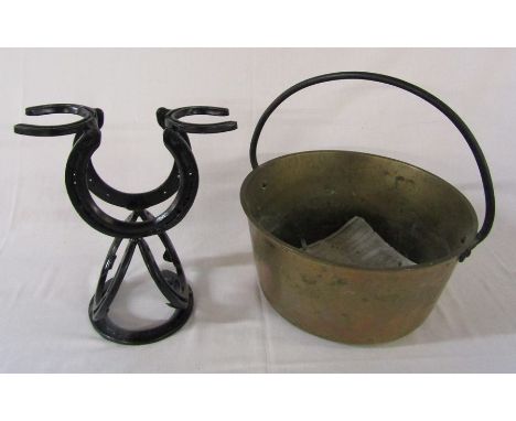 Large jam pan D 36 cm &amp; a horse shoe wine rack H 32 cm