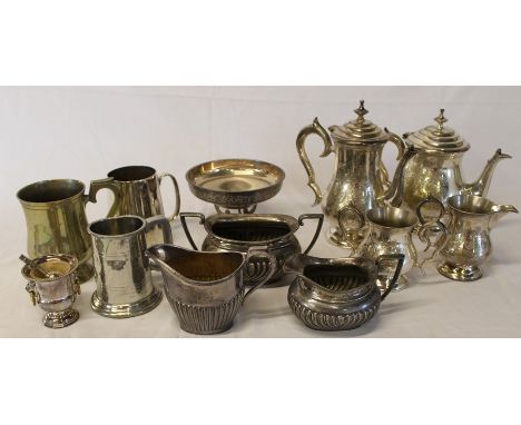 Selection of silver plate including 4 piece tea service