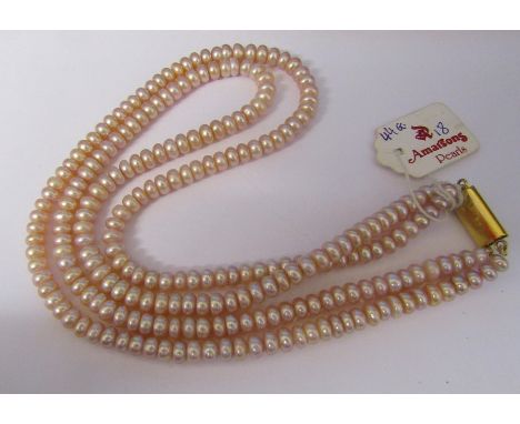 2 strand pearl necklace with gold plated clasp by Amarsons Pearls