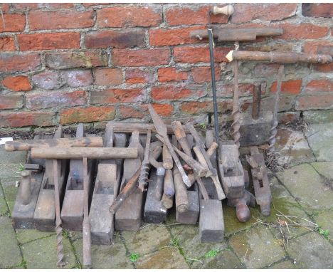 Collection of vintage hand tools (some with woodworm)