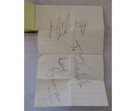 Small vintage autograph book containing various signatures inc Brian Jones and Mick Jagger (The Rolling Stones), Dave Clark, 