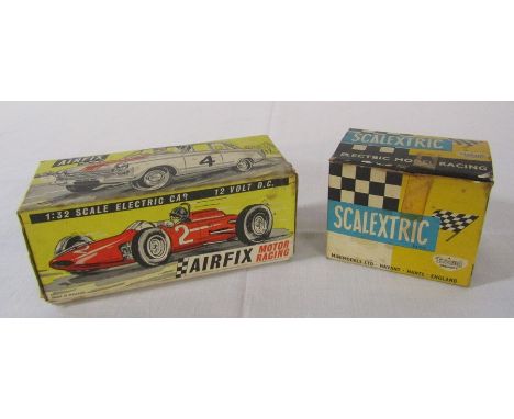 Boxed Tri-ang Scalextric electric model racing B/2 hurricane motorcycle and side car &amp; an Airfix 1/32 scale electric car 