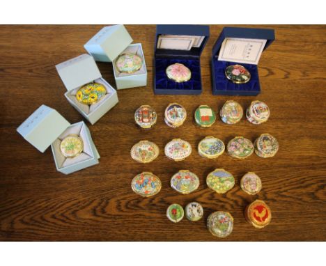 Collection of 23 Halcyon Days enamel boxes, including limited edition Prince William 18th Birthday No. 279/500 (six boxes, mo