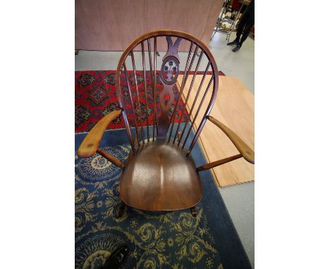 1960's Ercol dark finish elm rocking chair, original cushions available separately (shown in images but not sold with item)