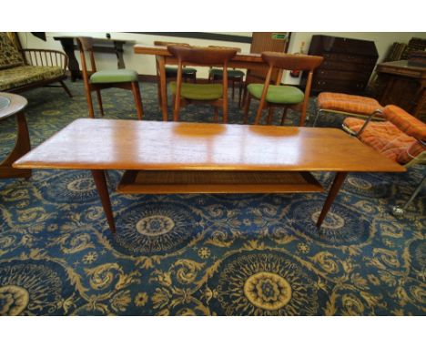 France &amp; Daverkosen of Copenhagen 'Minerva' or 'Long John' teak and rattan two tier coffee table (Model No. FD516) design