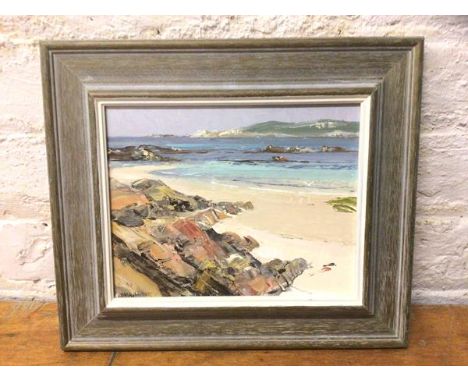 S M Robertson, Caolas Tiree, oil, signed bottom left, measures 19cm x 24cm