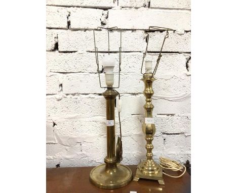 Two brass table lamps the taller lamp measures 46cm to top of lamp holder