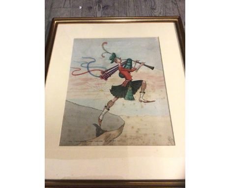 The Campbells are Coming Ho Ho Ho, coloured print, initialled and dated 1909 bottom right, measures 33cm x 26cm
