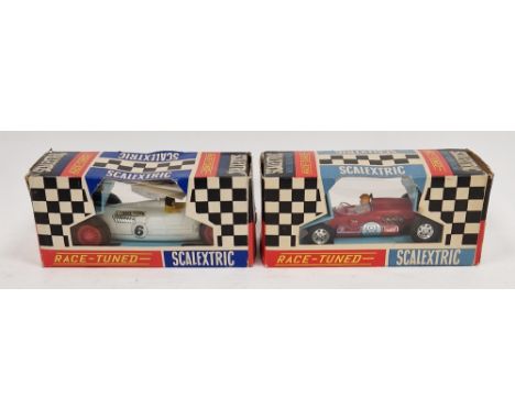 Scalextric Auto Union C96 in white, racing no.6, in window box and a Scalextric C80 Offenhauser rear engine racing car&nbsp;i
