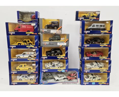 Quantity of boxed Corgi diecast model cars to include Corgi C676/7 Ford Transit, C378/1 Ferrari 308 GTS, C299/3 Ford Sierra, 