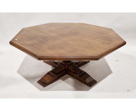 Oak octagonal coffee table&nbsp;on baluster column and quadruped base, 106cm wide&nbsp;