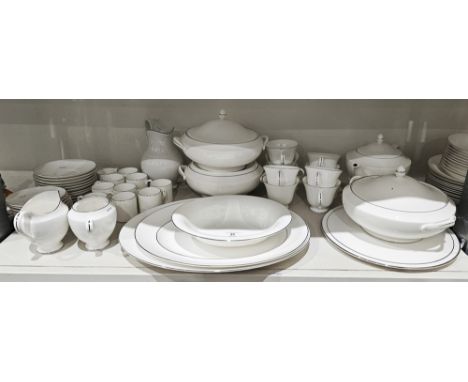 Wedgwood bone china 'Signet Platinum' pattern part dinner service including vegetable tureens, part tea and coffee service, o