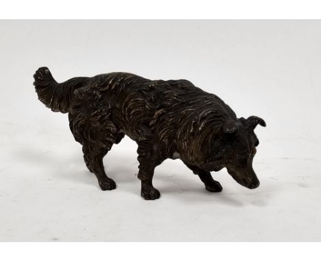 Austrian cold painted bronze model&nbsp;of a rough coated collie, unmarked, 15cm long&nbsp;
