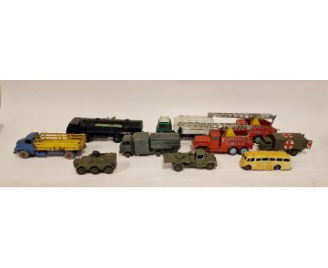 Quantity of playworn diecast model vehicles to include 2 x Corgi Major Toys International 6x6 truck 'Chipperfield's Circus', 