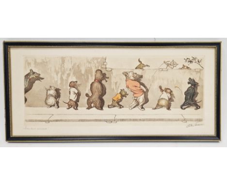 After Boris O'Klein (1893-1985) Etching "W.C. Prive" and "Sus aux Curieux", two colour etchings, signed and titled in pencil 