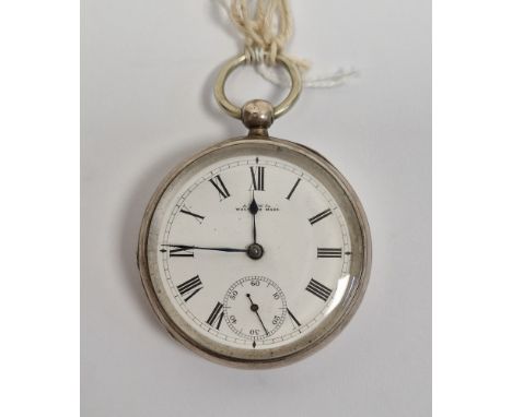 Victorian silver cased open face pocket watch by Waltham &amp; co, the circular enamel dial having Roman numerals denoting ho
