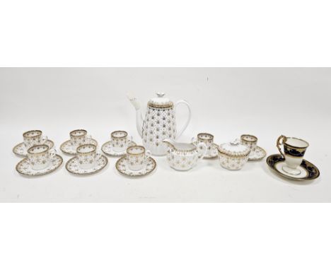 Spode Fleur de Lys 'Gold' pattern part coffee service, printed red and black marks, pattern no. Y8063-L, printed with fleur d