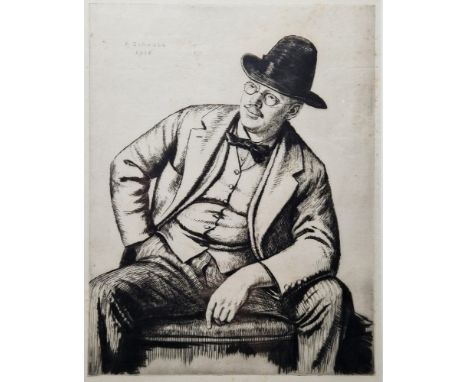 After Randolph Schwabe (1885-1948) Drypoint etching Portrait of Francis Dodd, signed and dated 1916 within plate, framed and 