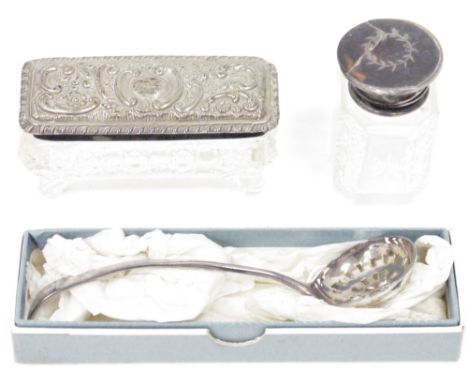 George III silver sugar sifter spoon by Peter, Ann and William Bateman, hallmarked London 1799, together with a silver topped