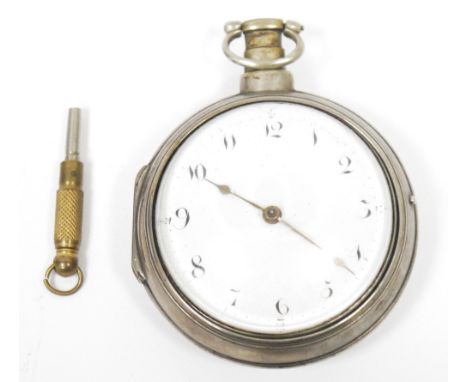 19th century gent's silver open-faced pocket watch by Waltham, white enamel dial, Roman numerals and subsidiary seconds dial,