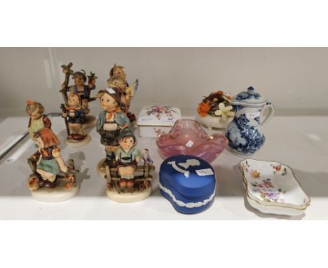 Collection of Goebel figures&nbsp;of children, including some of the seasons, printed impressed marks, a Makkum delftware bal