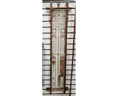 Admiral Fitzroy patent barometer and thermometer&nbsp;in oak case, late 19th/early 20th century, 104.5cm high&nbsp;