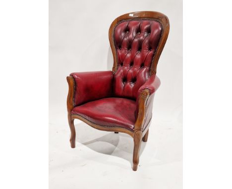 20th century red leather upholstered button back armchair, 102cm high&nbsp;