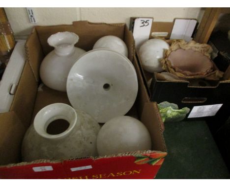 TWO BOXES OF MIXED VINTAGE OPAQUE LIGHT SHADES