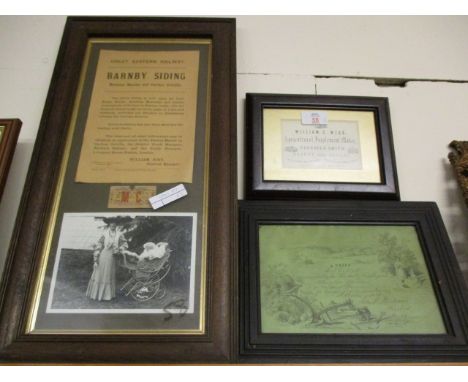 GREAT EASTERN RAILWAYS BARNABY SIDING PHOTOGRAPH AND TICKET TOGETHER WITH TWO FURTHER PLAQUES (3)