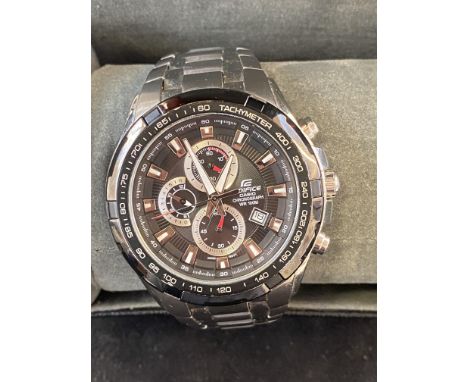 Edifice Casio chronograph wristwatch with date pp at 4 o clock 