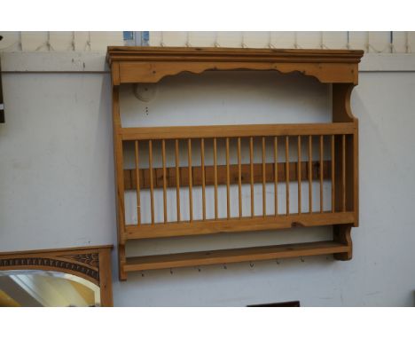 Pine wall mounted spice rack with additional mirror 