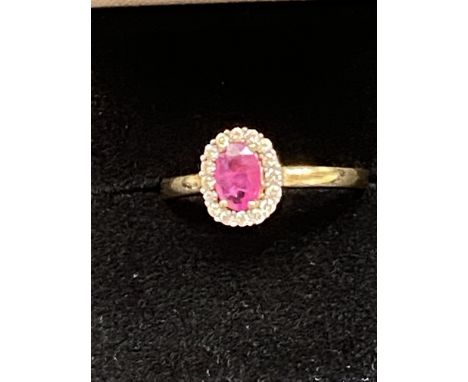 9ct Gold ruby &amp; diamonds ring Size M 