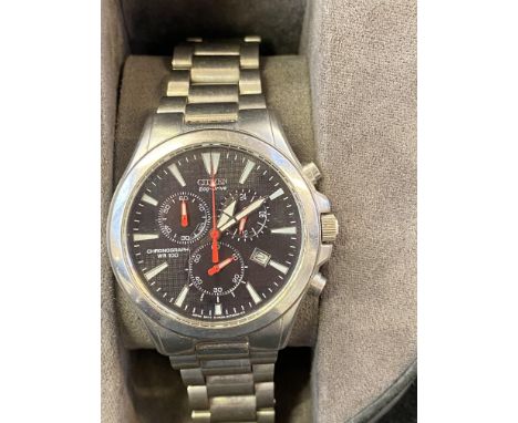 Citizen eco drive chronograph WR100 wristwatch with box 