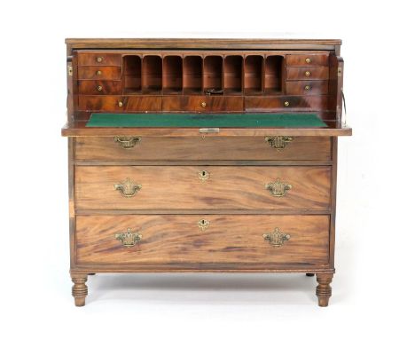 Victorian secretaire chest, the top drawer with pull out front opening to reveal a complement of drawers and pigeonholes, ove