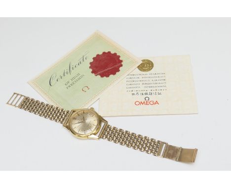 Omega 18ct gold Constellation gent's wristwatch, circa 1963, gold coloured dial with baton numerals, date aperture, inscribed