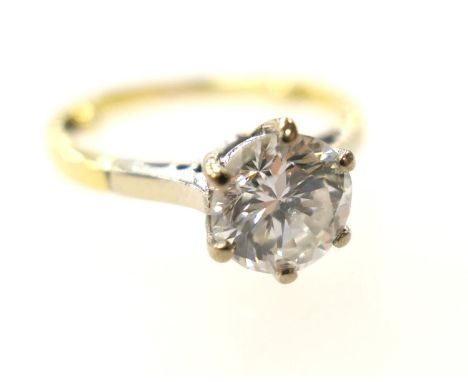 Diamond solitaire ring, the round brilliant cut stone of approx. 1.05ct, estimated as K/L in colour and SI2 clarity, in a six