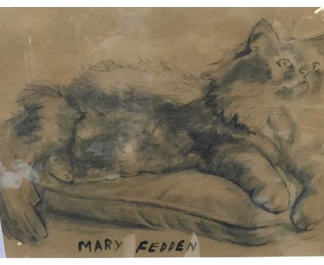 Manner of Mary Fedden (1915-2012) charcoal - cat, bears signature, 30 x 38cm, glazed frame
Condition report:
Genrally good co