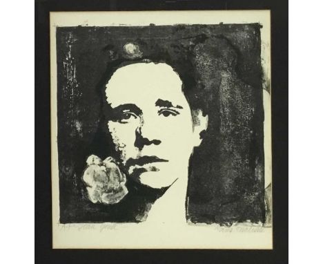 Hans Anschutz (late 20th century) lithograph - Portrait of Jean Genet, signed, titled and numbered A/P, image 36 x 38cm, glaz