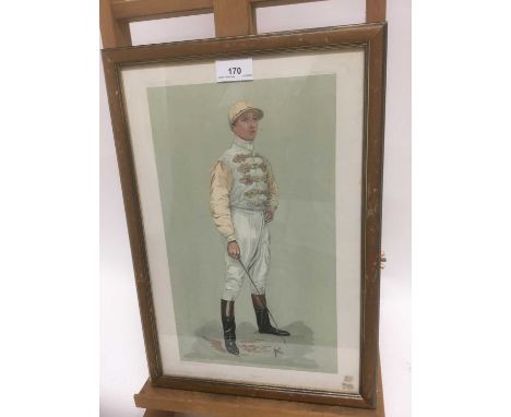 Edwardian Vanity Fair lithograph - the jockey Danny Maher, 38cm x 25cm, in glazed frame