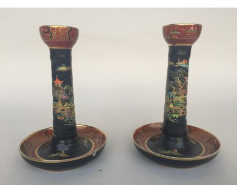 A pair of Carlton ware Chinoiserie candlestick 23 cm H