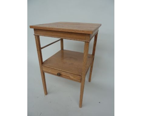 A pine vintage wash stand with shelf over narrow drawer on square tapered legs 49 x 50 x 77cm