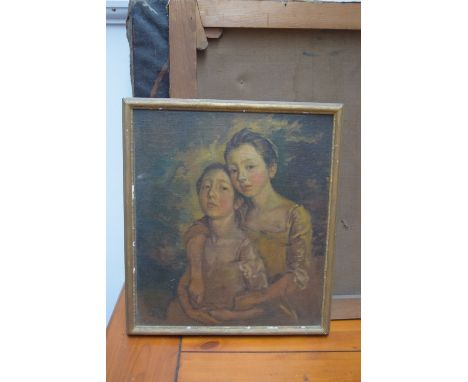 After Thomas Gainsborough (1727-1788) Portrait of the artist's daughters, oil on canvas laid down, 42 x 38cm