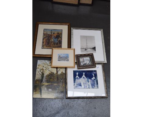 A quantity of prints and pictures including a Peter Toms 'On the Beach' edition print no. 100/475, a L.S Lowry print, a print