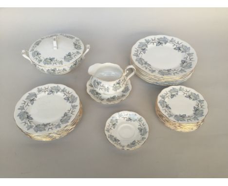 A Royal Albert Silver Maple service including six dinning plates, six dessert plates, ten side plates, two saucers, one sauce