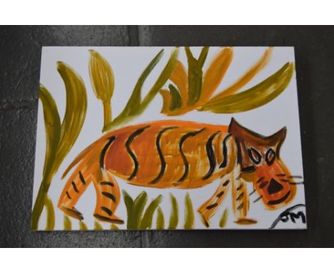 James Moynahan, Abstract portrait of a tiger, unframed, oil on canvas, 28 x 19 in