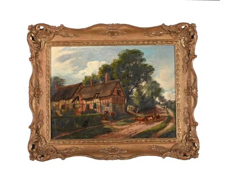 JOHN JOSEPH HUGHES (BRITISH C.1820-1909) ANN HATHAWAY'S COTTAGE  Oil on canvas Signed and indistinctively dated (lower right)