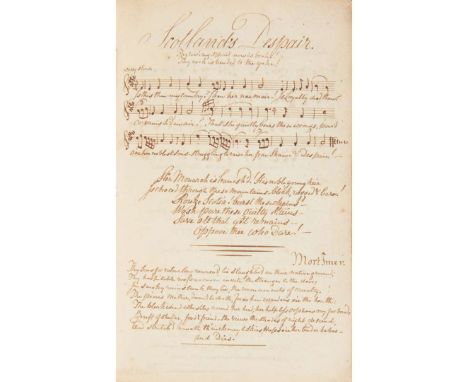  "Scotch National Songs" Musical Manuscript for Hercules Carmichael London, 1803. 24 manuscript pp. with music and lyrics for