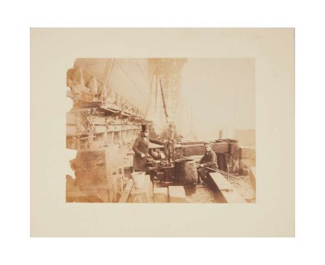  Three photographs of the Great Eastern, 1857 albumen prints, mounted, comprising:Starboard elevation from mid-Thames, 17 Nov