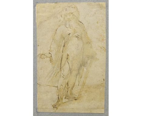 Circle of Sir Joshua Reynolds (British 1723-1792): Study of a Bearded Gentleman with Staff, pen and sepia wash sketch unsigne